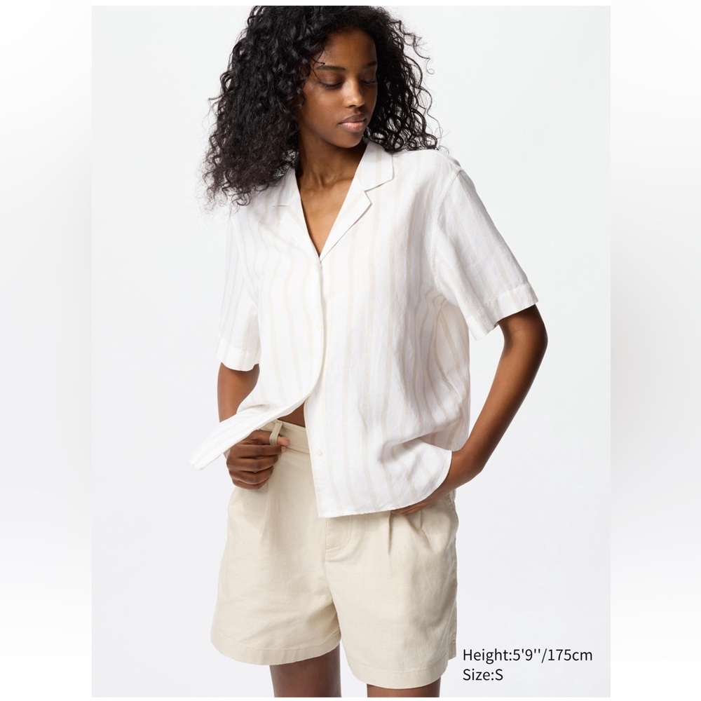 UNIQLO Linen blend open collar shirt